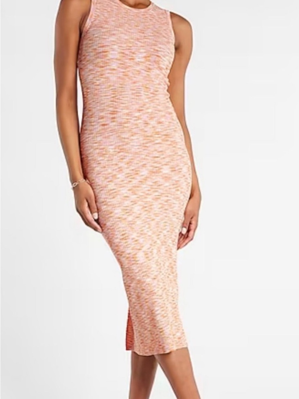 Express Peach Space-Dye Midi Tank Dress